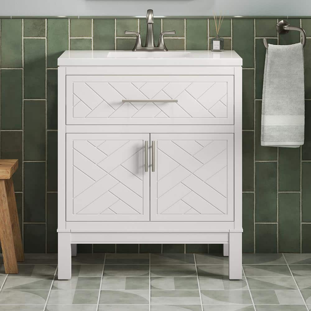 Accra 30in. White Bath Vanity w/ Quartz Top