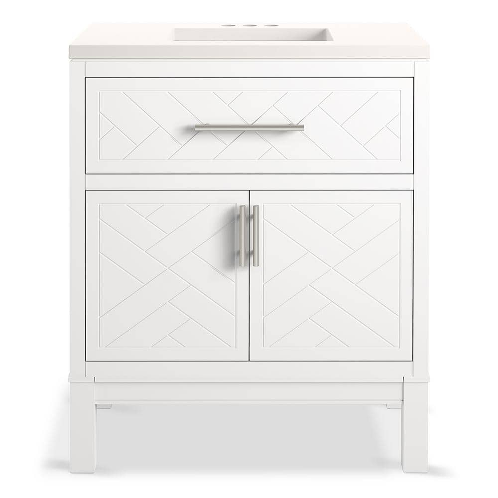 Accra 30in. White Bath Vanity w/ Quartz Top