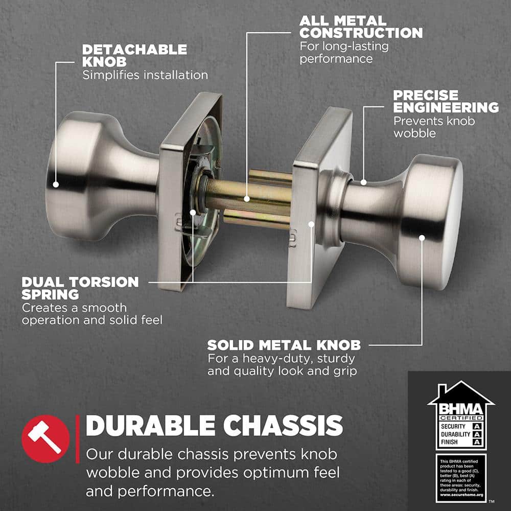 Pismo Satin Nickel Hall/Closet Square Door Knob - Stu's Home Improvement Outlet