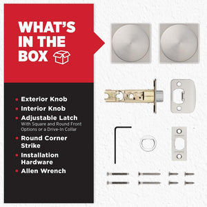 Pismo Satin Nickel Hall/Closet Square Door Knob - Stu's Home Improvement Outlet