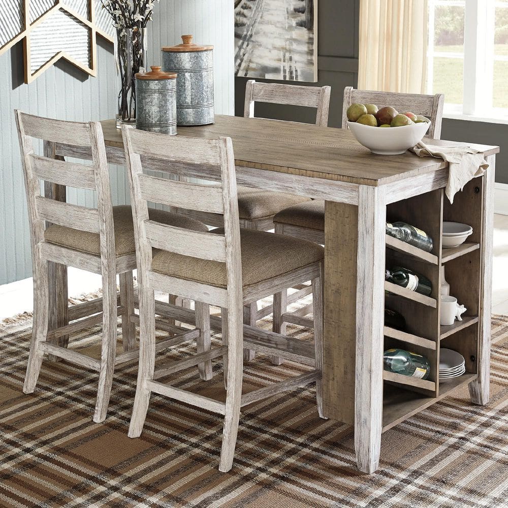 Skempton Casual White/Brown Wood 30 in. 4 Legs Dining Table Seats 4 - Stu's Home Improvement Outlet