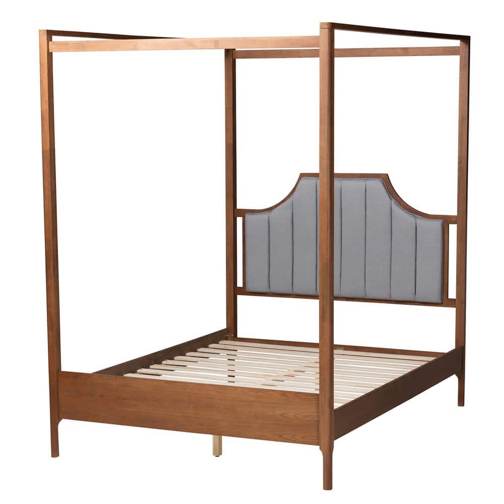 Dakota Brown Wood Frame Queen Size Canopy Platform Bed