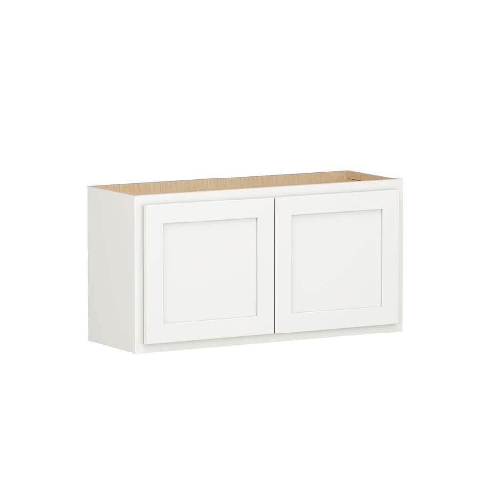 Shaker Partial Overlay 35.5 in. W x 11.5 in. D x 17.5 in. H Plywood Assembled Wall Kitchen Cabinet in Linen White