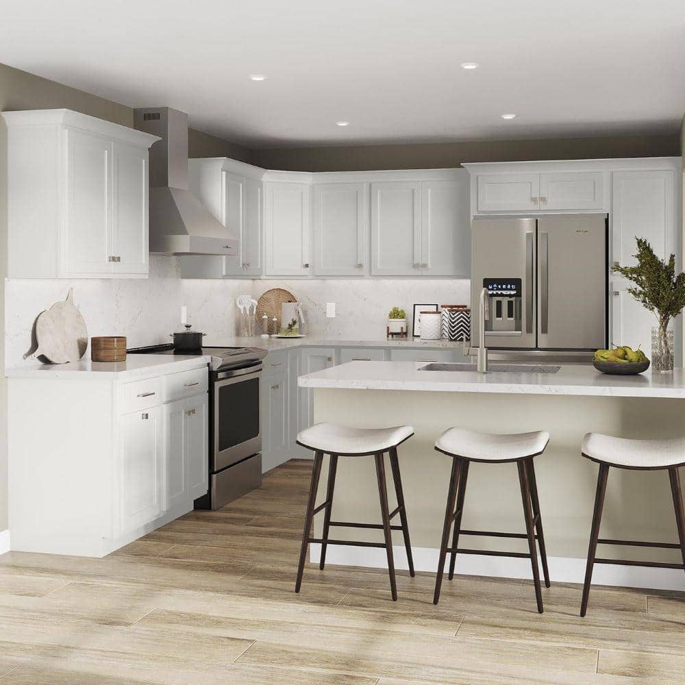 Shaker Partial Overlay 35.5 in. W x 11.5 in. D x 17.5 in. H Plywood Assembled Wall Kitchen Cabinet in Linen White