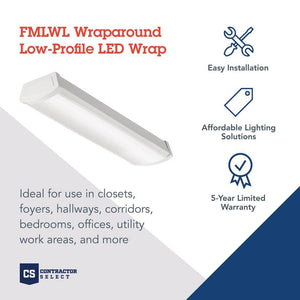 Contractor 4 ft. 40 - Watt 2900 Lumens 4000K Integrated White LED Wrap Light Fixture - Stu's Home Improvement Outlet