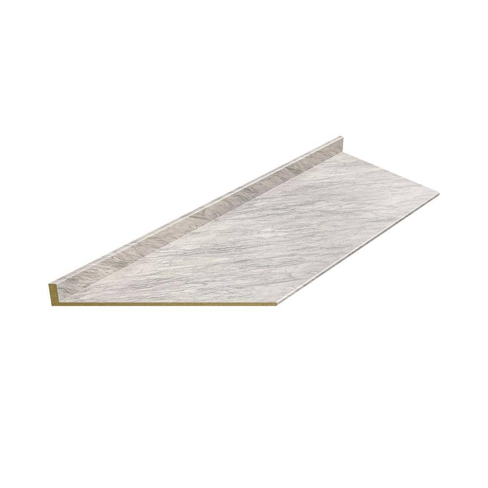 Formica 6 ft. Left Miter Laminate Countertop in Satin Finish Manhattan Marble with Double Radius Edge and IB
