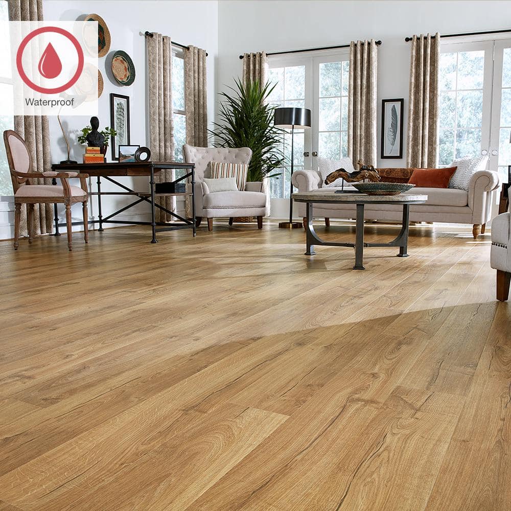 Pergo Outlast+ Marigold Oak 12 mm T x 7.4 in. W Waterproof Laminate Wood Flooring (19.6 sqft/case)