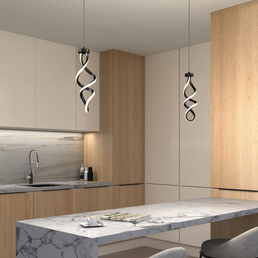 Swirl 13 - Watt 1 - Light Matte Black Integrated LED Mini Pendant Light - Stu's Home Improvement Outlet