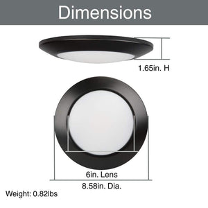 6 in. Matte Black Disk Light LED Flush Mount Light Fixture 600 - 900 - 1100 Lumens 2700K - 5000K Dimmable J - Box Compatible - Stu's Home Improvement Outlet
