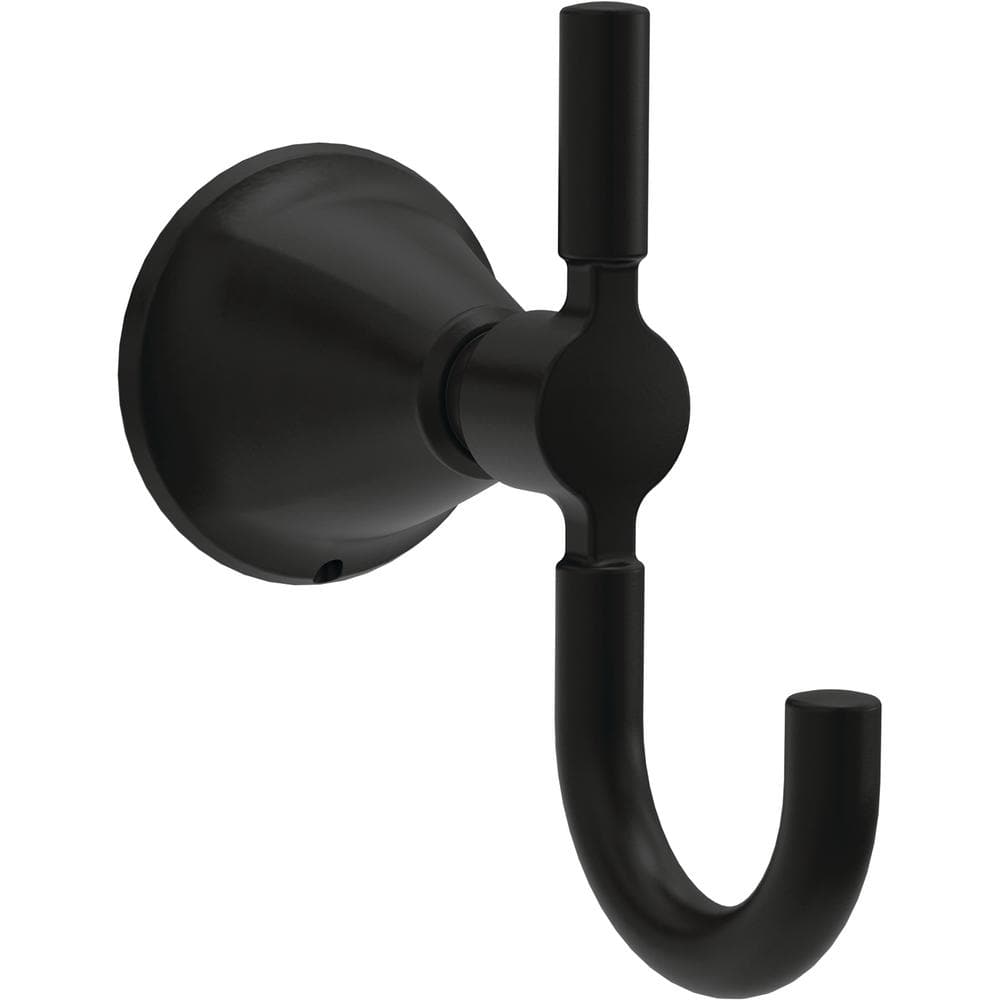 Lorna J-Hook Wall Mounted Double Robe/Towel Hook Bath Hardware Accessory in Matte Black