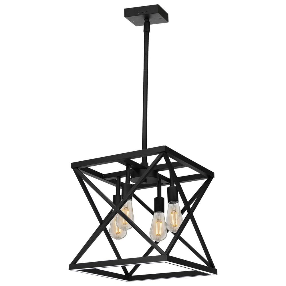 Katalyst 60 - Watt 4 - Light Matte Black Modern Adjustable CCT and 3 - Light Modes Integrated LED Pendant Light - Stu's Home Improvement Outlet