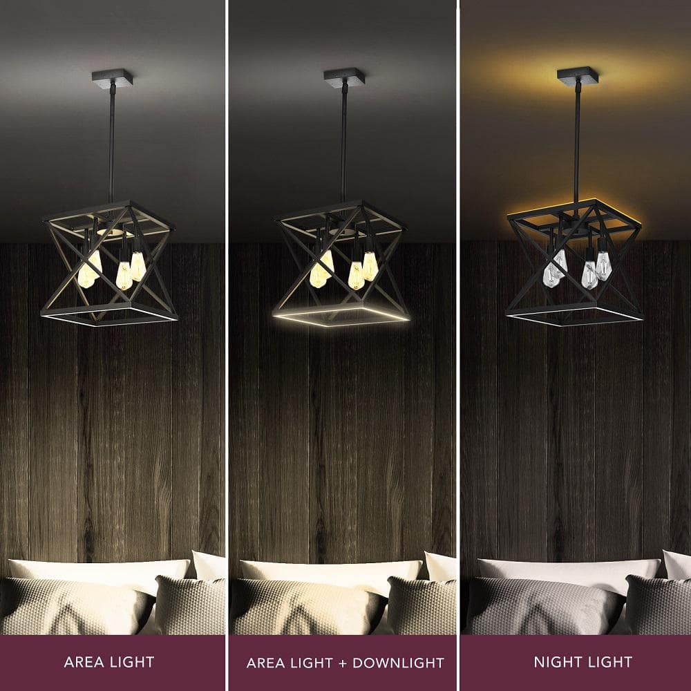 Katalyst 60 - Watt 4 - Light Matte Black Modern Adjustable CCT and 3 - Light Modes Integrated LED Pendant Light - Stu's Home Improvement Outlet