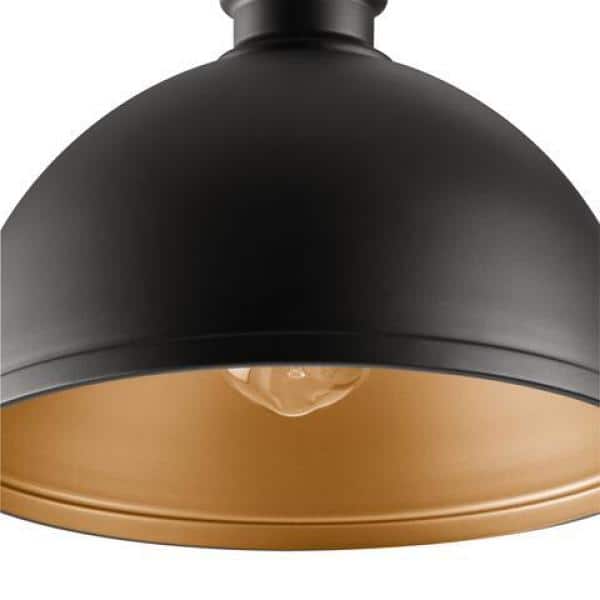 Talullah 1 - Light Matte Black Pendant Lighting with Gold Interior - Stu's Home Improvement Outlet