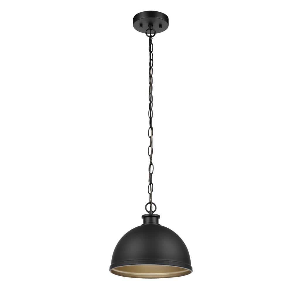 Talullah 1 - Light Matte Black Pendant Lighting with Gold Interior - Stu's Home Improvement Outlet