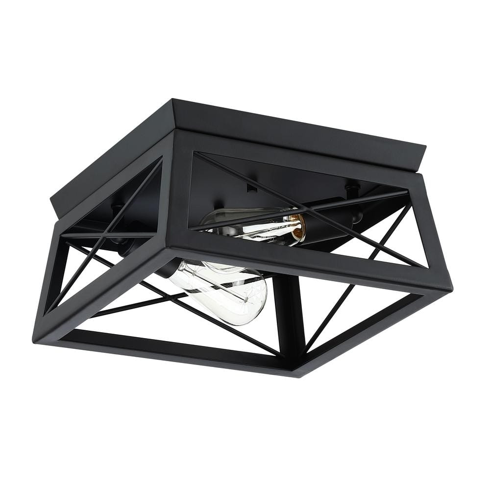 Mousse 12 in. W. 2 - Light Flush Mount with Matte Black finish - Stu's Home Improvement Outlet