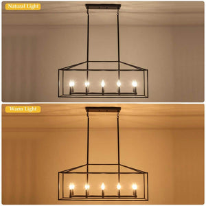 38 in. 10 - Light Black Rectangle Candle Chandelier Industrial Linear Dimmable Pendant for Dining Room, No Bulbs Included - Stu's Home Improvement Outlet