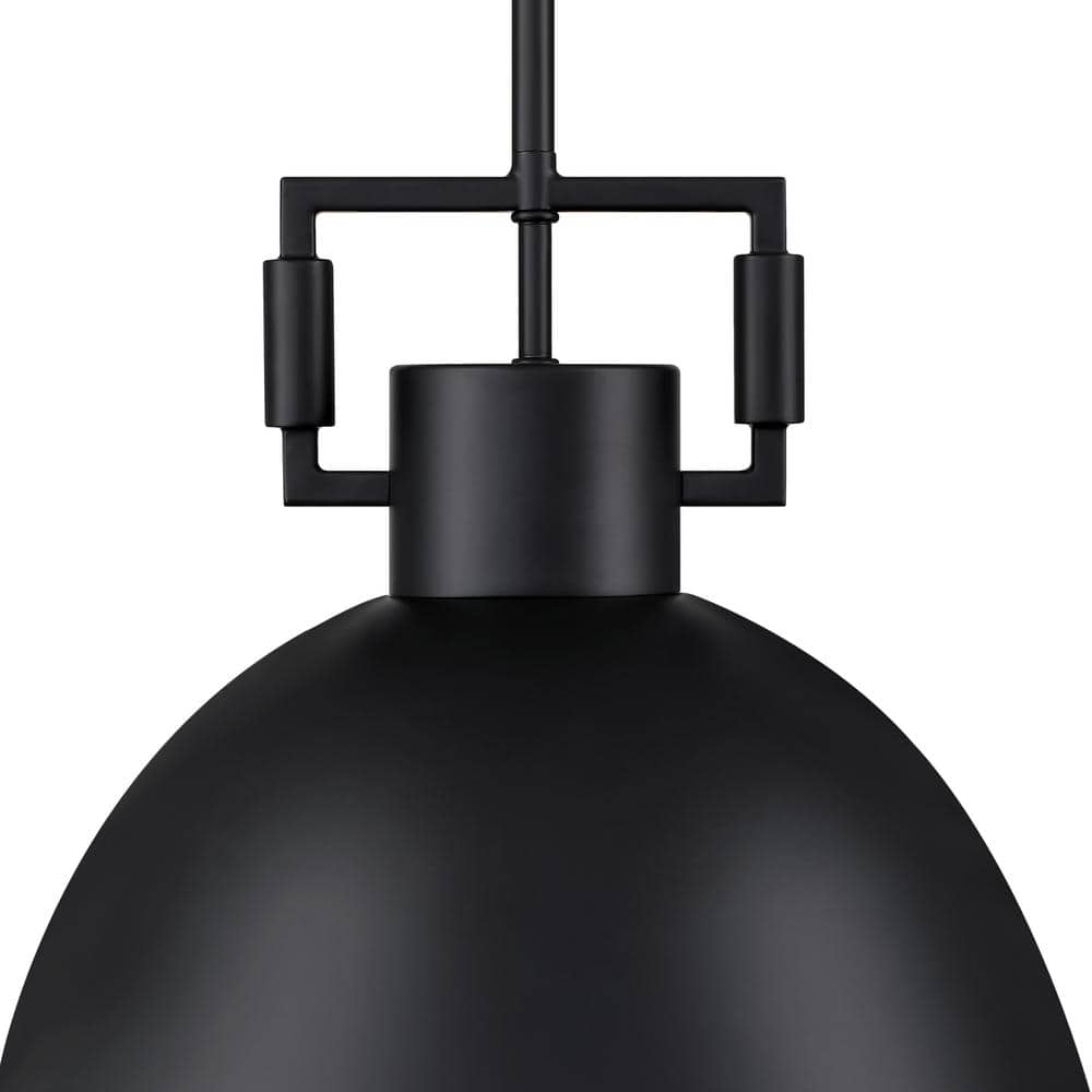 Leigh 48 in. Pendant Lighting Hanging Ceiling Light with Oversized Metal Shade and Adjustable Cord, Matte Black - Stu's Home Improvement Outlet