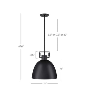 Leigh 48 in. Pendant Lighting Hanging Ceiling Light with Oversized Metal Shade and Adjustable Cord, Matte Black - Stu's Home Improvement Outlet