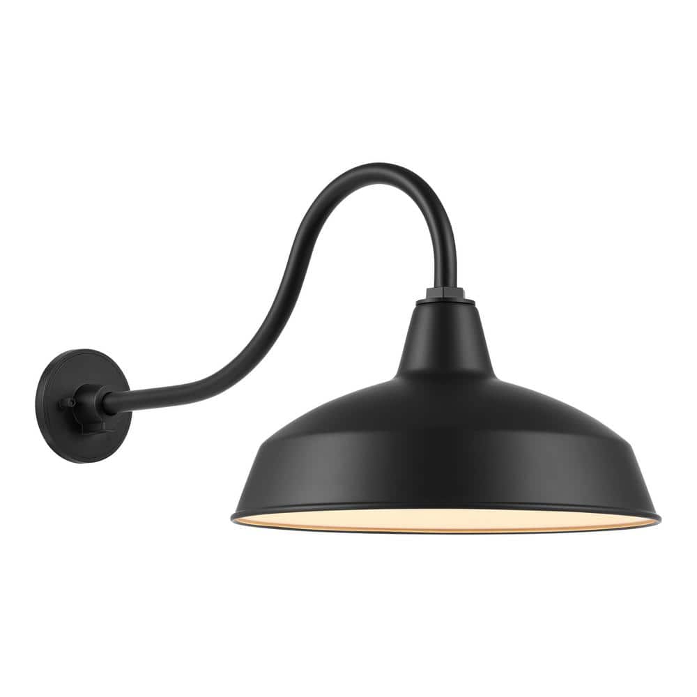 Easton 1-Light Matte Black Barn Outdoor Wall Lantern Sconce with Metal Shade