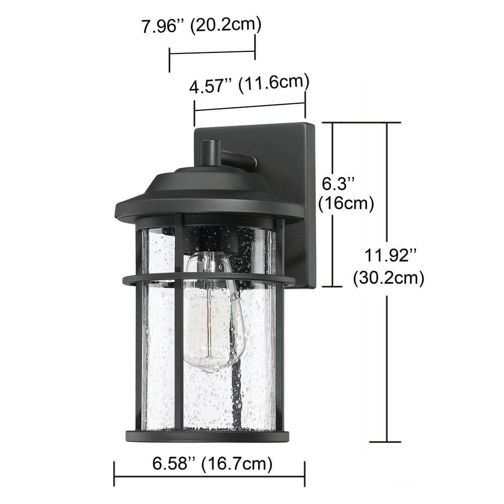 1 - Light Matte Black Outdoor Wall Lantern Sconce - Stu's Home Improvement Outlet