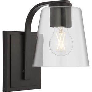 Blanid 9.5 in. 1 - Light Matte Black Contemporary Wall Sconce with Clear Glass Shade - Stu's Home Improvement Outlet