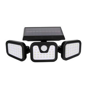 3 - Head 185 Lumen Matte Black Solar Integrated LED Outdoor Motion Sensing Dusk to Dawn Security Flood Light - Stu's Home Improvement Outlet