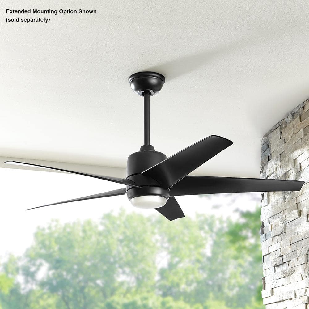 Mena 54 in. White Color Changing Integrated LED Indoor/Outdoor Matte Black Ceiling Fan with Light Kit and Remote Control