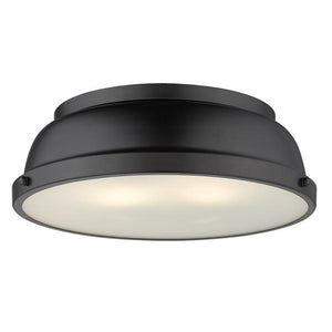 Duncan 14 in. 2 - Light Matte Black Flush Mount with Matte Black Shade - Stu's Home Improvement Outlet