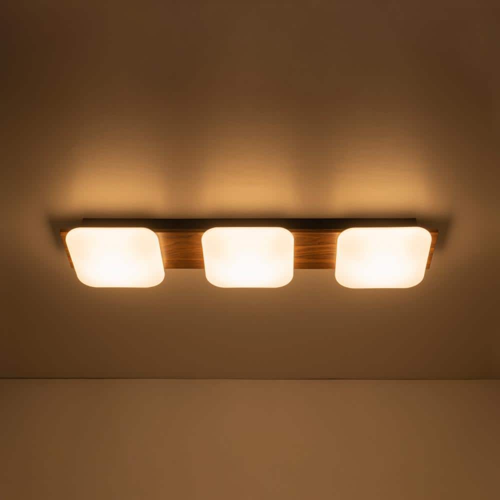 7.48In. 31 - Watt Matte Black Integrated LED Flush Mount with White Plastic Shade Rectangle Modern Farmhouse Ceiling Light - Stu's Home Improvement Outlet