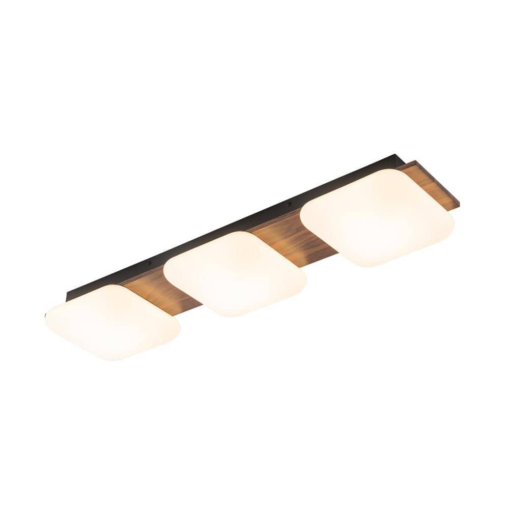 7.48In. 31 - Watt Matte Black Integrated LED Flush Mount with White Plastic Shade Rectangle Modern Farmhouse Ceiling Light - Stu's Home Improvement Outlet