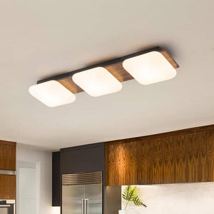 7.48In. 31 - Watt Matte Black Integrated LED Flush Mount with White Plastic Shade Rectangle Modern Farmhouse Ceiling Light - Stu's Home Improvement Outlet