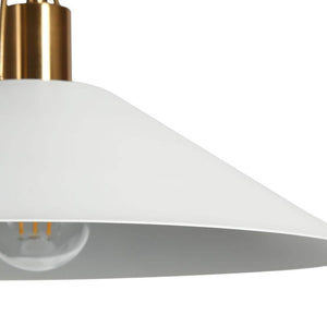 Modern Coastal Pendant Light 1 - Light Matte White Island Hanging Ceiling Light with Geometric Bell Shade and Brass Accent - Stu's Home Improvement Outlet