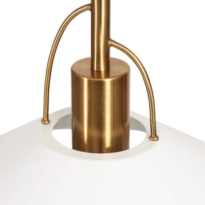 Modern Coastal Pendant Light 1 - Light Matte White Island Hanging Ceiling Light with Geometric Bell Shade and Brass Accent - Stu's Home Improvement Outlet