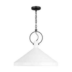 Lyon Large 1 - Light Matte White Shaded Hanging Pendant Light with Matte White Steel Shade - Stu's Home Improvement Outlet