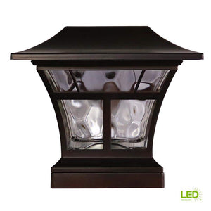 Solar 15 Lumens Mediterranean Bronze Outdoor Integrated LED 3000K Warm White Landscape Post Cap Light - Stu's Home Improvement Outlet