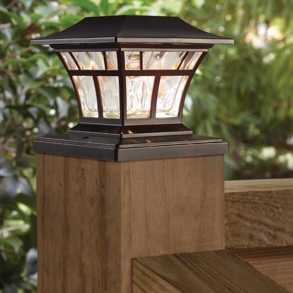Solar 15 Lumens Mediterranean Bronze Outdoor Integrated LED 3000K Warm White Landscape Post Cap Light - Stu's Home Improvement Outlet