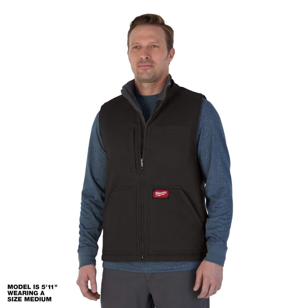 Milwaukee Men's Large Black Heavy - Duty Sherpa - Lined Vest with 5 - Pockets - Stu's Home Improvement Outlet