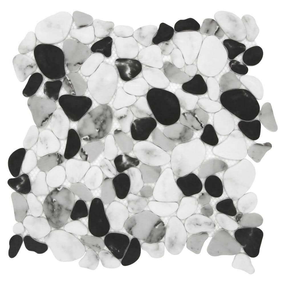 Pebble Grey 12 in. x 12 in. Mosaic tile Recycled Glass Marble Looks Floor and Wall Tile Mix (10.0 sq. ft./Case) - Stu's Home Improvement Outlet