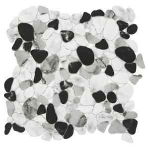 Pebble Grey 12 in. x 12 in. Mosaic tile Recycled Glass Marble Looks Floor and Wall Tile Mix (10.0 sq. ft./Case) - Stu's Home Improvement Outlet