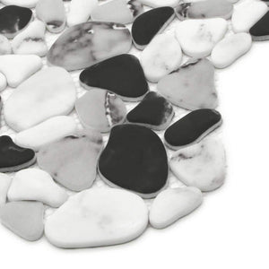 Pebble Black & White 6 in. x 6 in. x 0.4 in. Mosaic Tile Recycled Glass Marble Looks Floor and Wall Tile (0.25 sq. ft.) - Stu's Home Improvement Outlet
