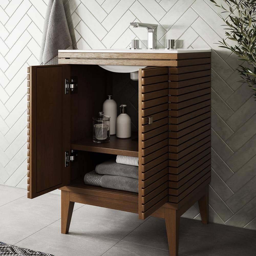 Ledger 24 in. Bathroom Vanity in Walnut White