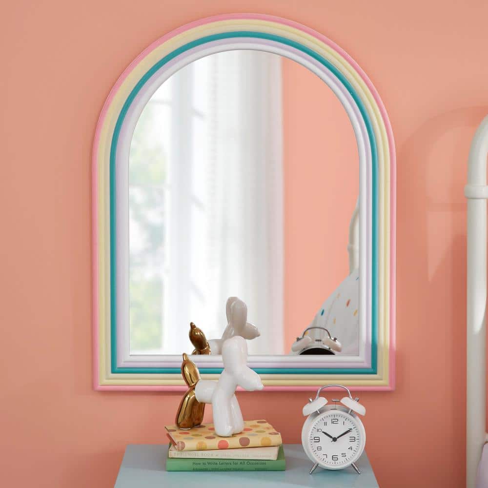 Medium Arched Wood Framed Rainbow Mirror (24 in. W x 30 in. H)