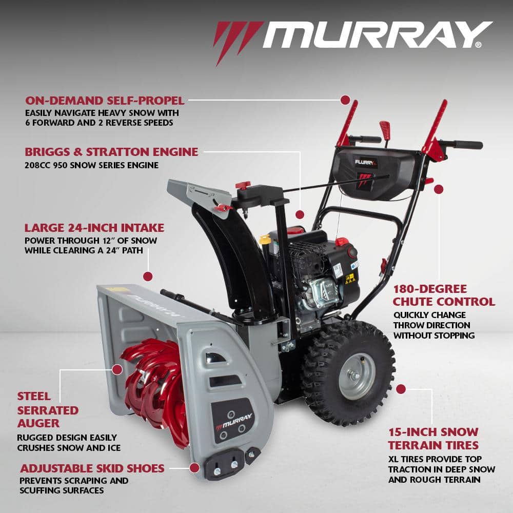 Flurry XL 24 in. 208 CC Self Propelled 2-Stage Gas Snow Blower with Electric Start