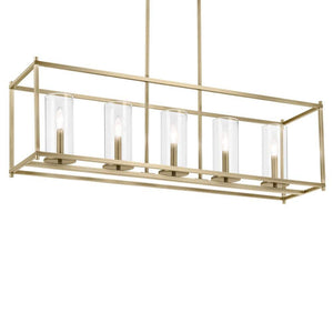 Crosby 41.5 in. 5 - Light Natural Brass Contemporary Candlestick Linear Chandelier for Dining Room - Stu's Home Improvement Outlet