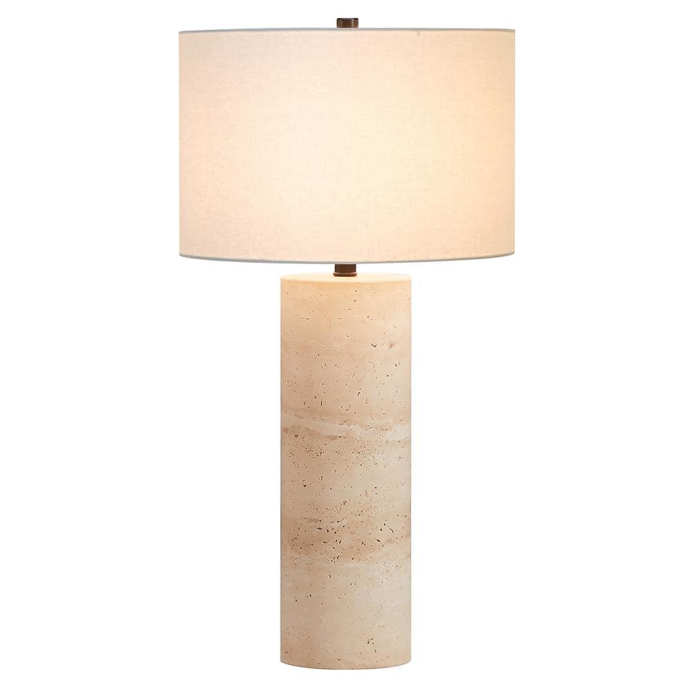 Corbett 29 in. Natural Travertine Stone Table Lamp with Fabric Shade - Stu's Home Improvement Outlet