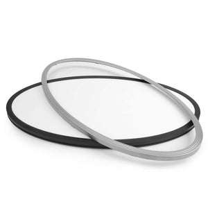 32 in. W Oval Black Plus Nickel Trim Ring Integrated LED 3500 Lumens Dim Flat Panel Flush Mount Light, Selectable 5CCT - Stu's Home Improvement Outlet