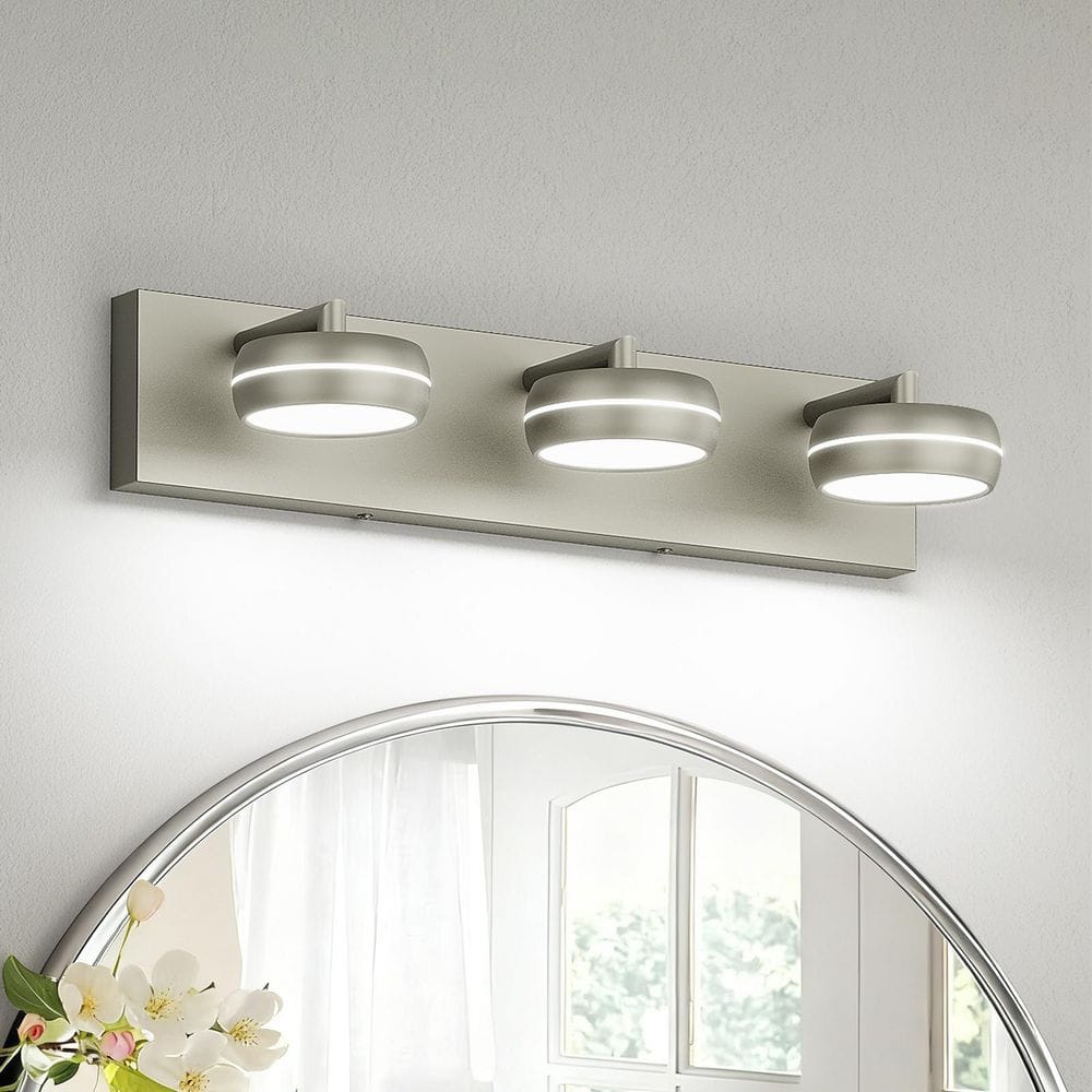 JUSHENG 20.47 in. 3 - Light Nickel LED Bathroom Vanity Light with Dimmable 5500K Light - Stu's Home Improvement Outlet