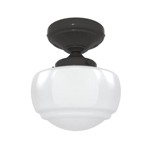 Saddle Creek 6.75 in. 1 - Light Noble Bronze Semi - Flush Mount with Cased White Glass Shade - Stu's Home Improvement Outlet