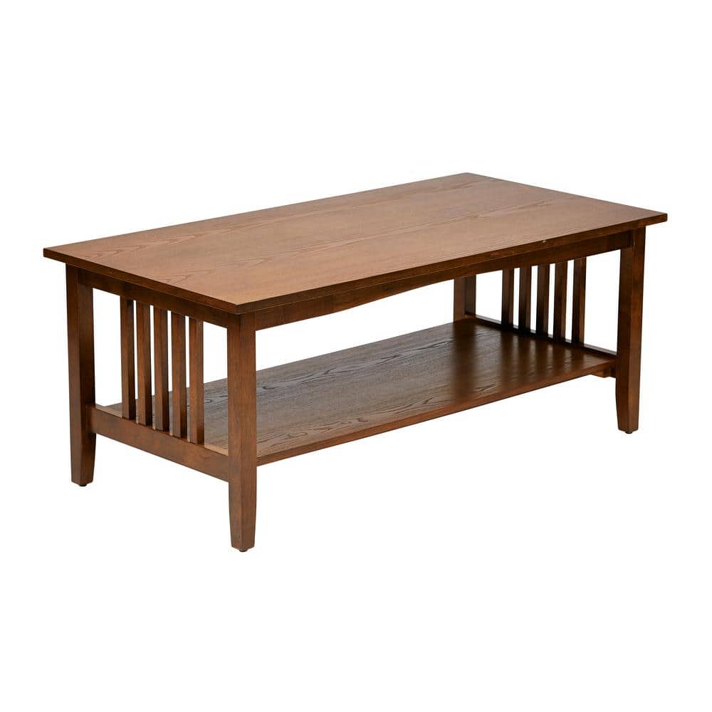 Sierra 41 in. Oak Wood Large Rectangle Wood Coffee Table with Shelf - Stu's Home Improvement Outlet