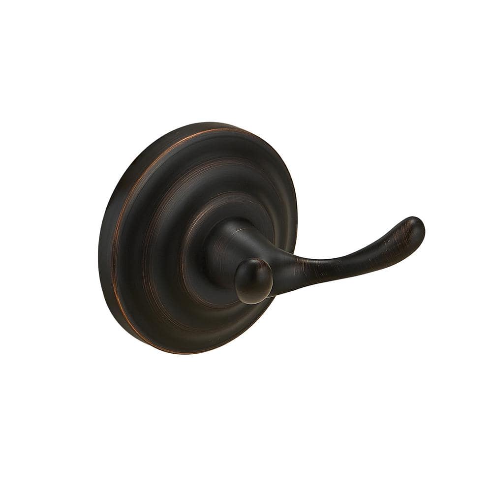 Zinc Traditional Bathroom J-Hook Double Robe/Towel Hook in Oil Rubbed Bronze